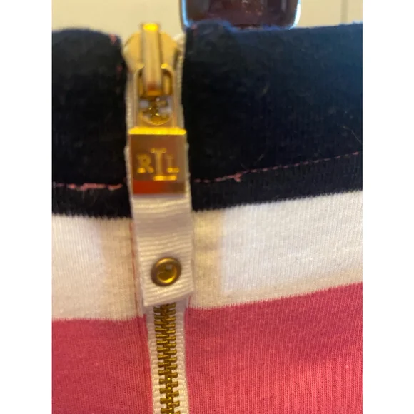 Ralph Lauren pink black & white striped top size L - Picture 3 of 5